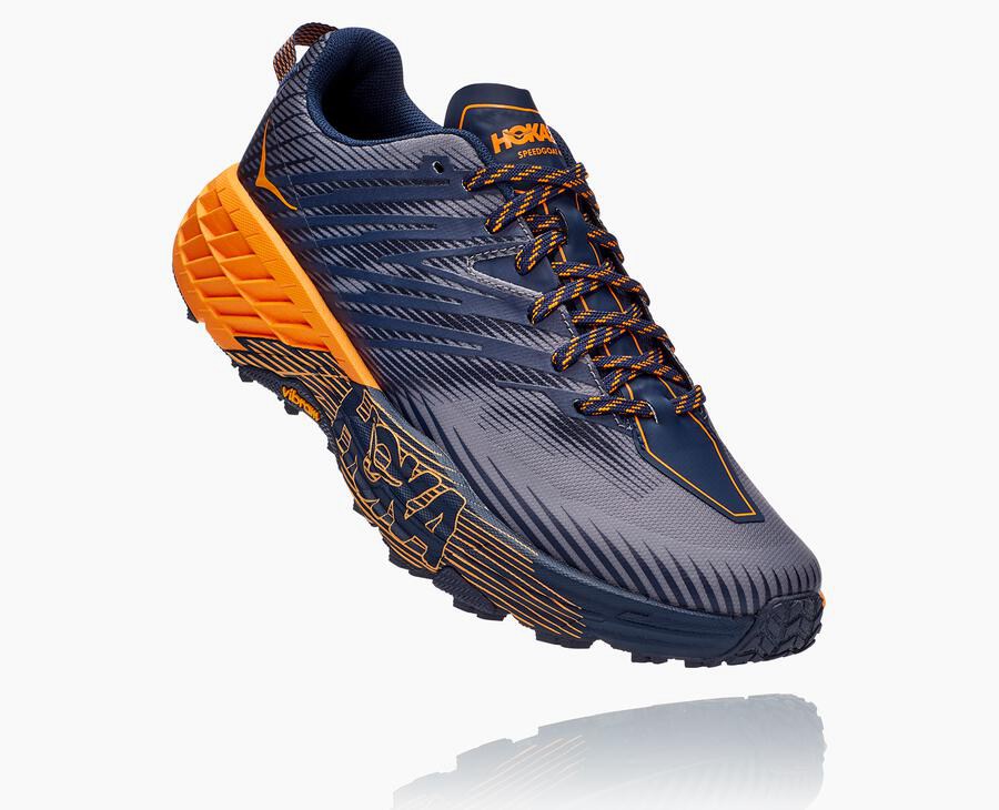 Tenis Trail Hoka One One Masculino Azuis/Laranja - Speedgoat 4 - 984-WCBERZ